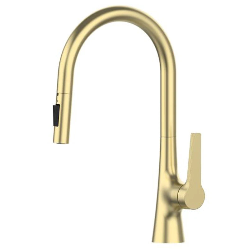 Deck Mounted Kitchen Faucet Pull Out Mixer Tap Bagnolux Gun Gray Brass Two Function Single Handle Hot and Cold Water Crane
