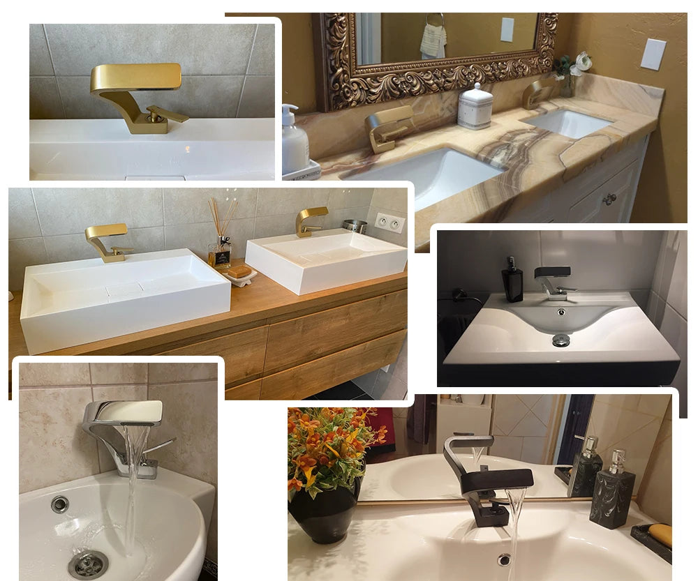 BAKALA Bathroom Deck Mounted Basin Faucet Black Sink Tap Single Hole Water Tap Hot and Cold Mitigeur Salle De Bain Mixer Faucet