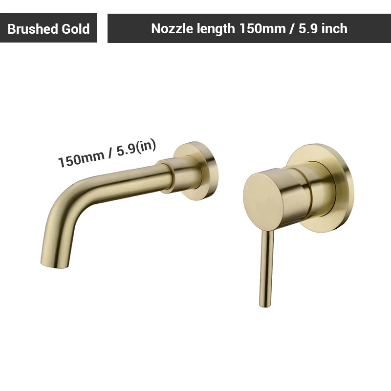 Black Bathroom Sink Faucet  Brass Tap Hot Cold Wash Basin Water Swivel Spout Wall Mounted Bath Mixer Brushed Gold Gunmetal