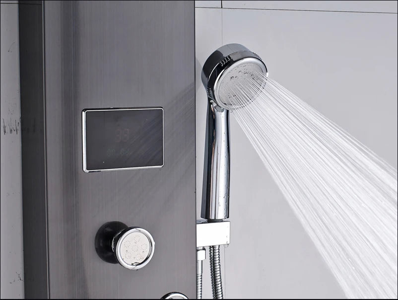 Luxury Massage Jet LED Shower Column in Brushed Nickel