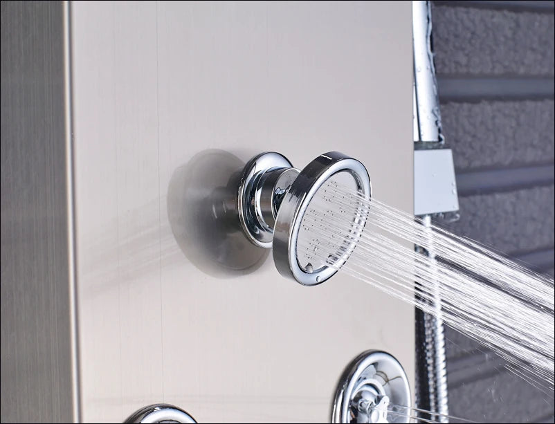 Luxury Massage Jet LED Shower Column in Brushed Nickel