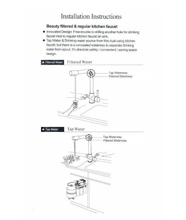 Kitchen Water Filter Faucet Dual Spout Pure Drinking Water Mixer Tap Rotation Water Purification Feature Taps Kitchen Crane