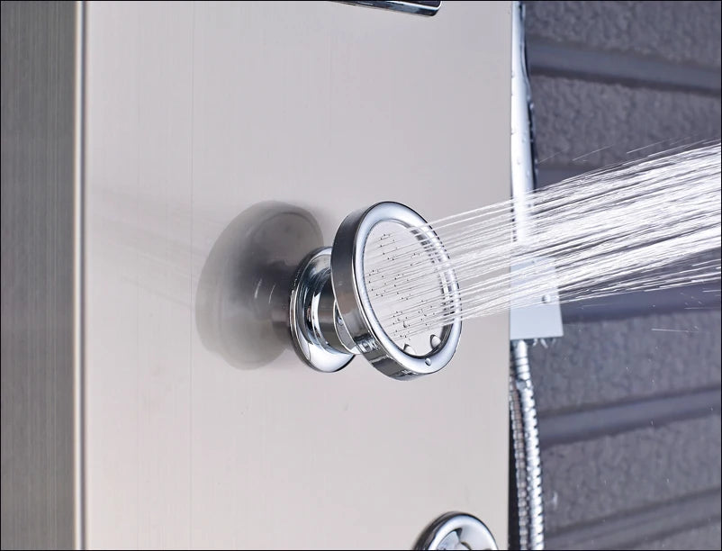 Luxury Massage Jet LED Shower Column in Brushed Nickel
