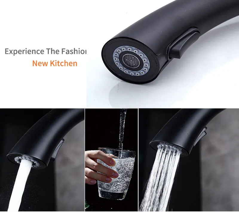 BAKALA Kitchen Faucet Silver Single Handle Pull Out Kitchen Faucet Mixer Single Handle 360 Rotation Black Sink Mixer Tap BR-8820
