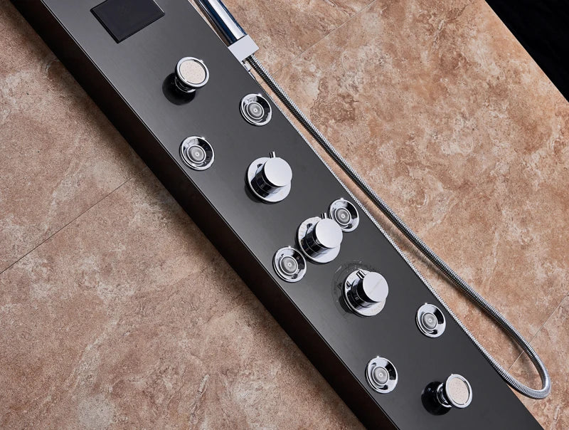 Luxury Massage Jet LED Shower Column in Brushed Nickel