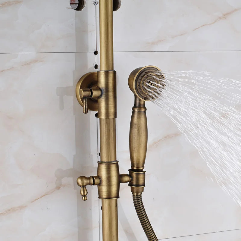 Luxury Shower Set Faucet Dual Handle Bathroom Rainfall Shower Mixer Tap Wall Mounted 8" Brass Rain Shower Head  Shower Faucet