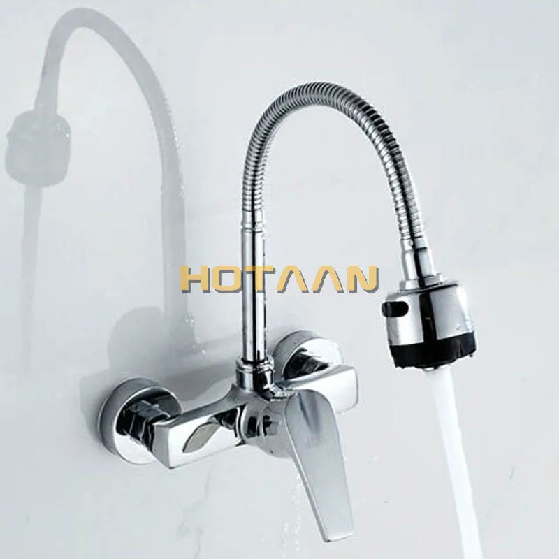Brass Chrome Dual Taps for Kitchen Sink