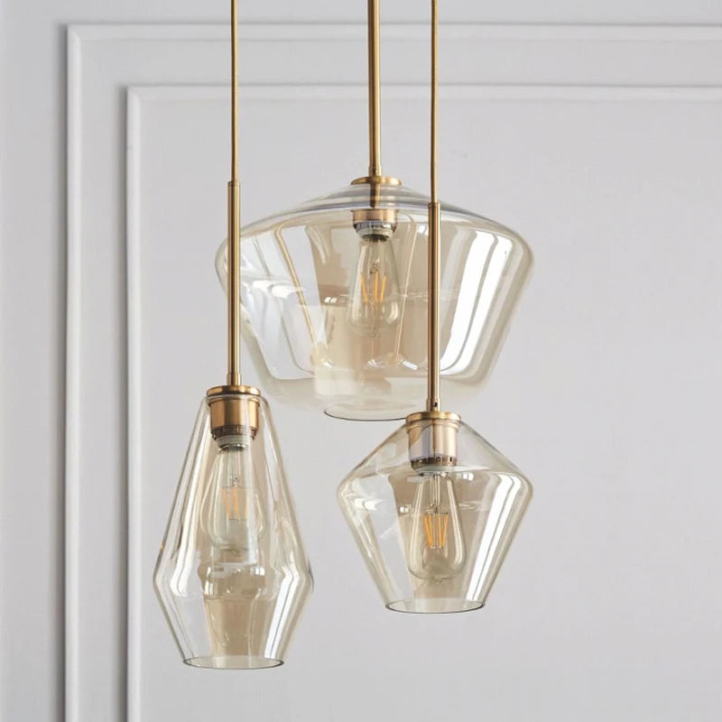 Nordic Modern Glass Pendant lights Fixtures Loft LED Hanging Pendant Lamp for Kitchen Restaurant Living Room Bedroom E26 E27