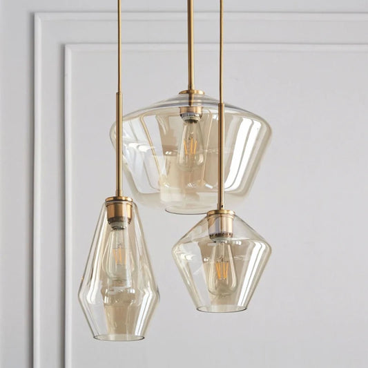 Nordic Modern Glass Pendant lights Fixtures Loft LED Hanging Pendant Lamp for Kitchen Restaurant Living Room Bedroom E26 E27