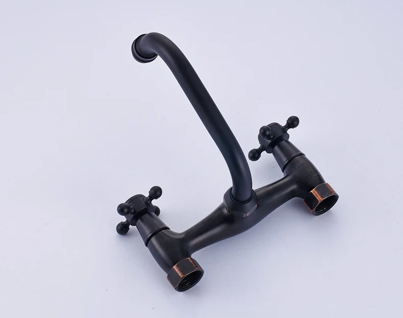 Antique Brass Kitchen Sink Faucet 360 Swivel Spout Hot and cold Bathroom Kitchen Mixer Crane Mop Pool Taps Dual Handle Faucet