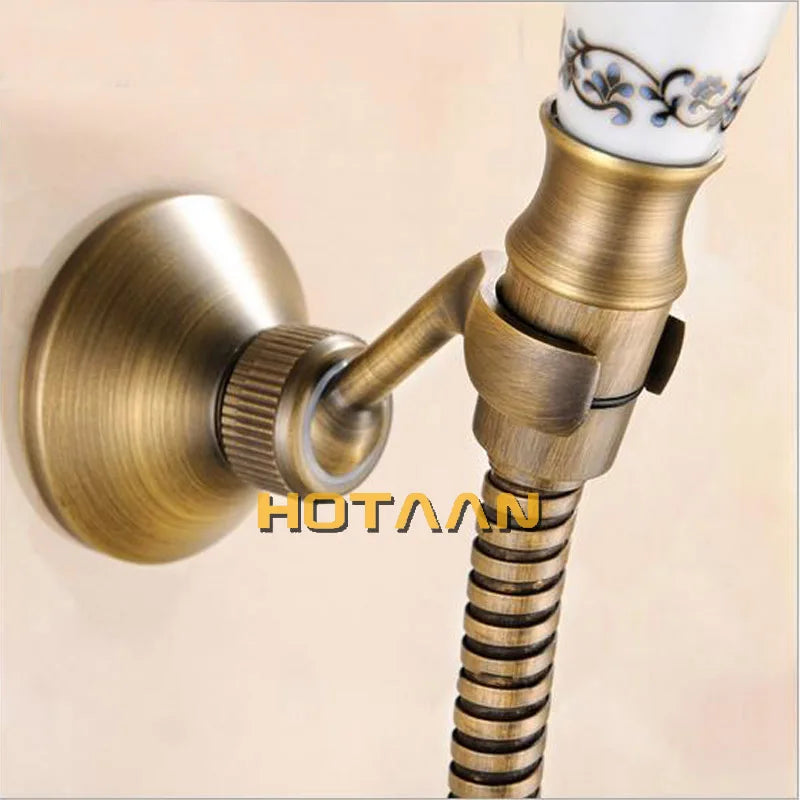 Mounted Hand Held Antique Brass Shower Head Kit Shower Faucet Sets