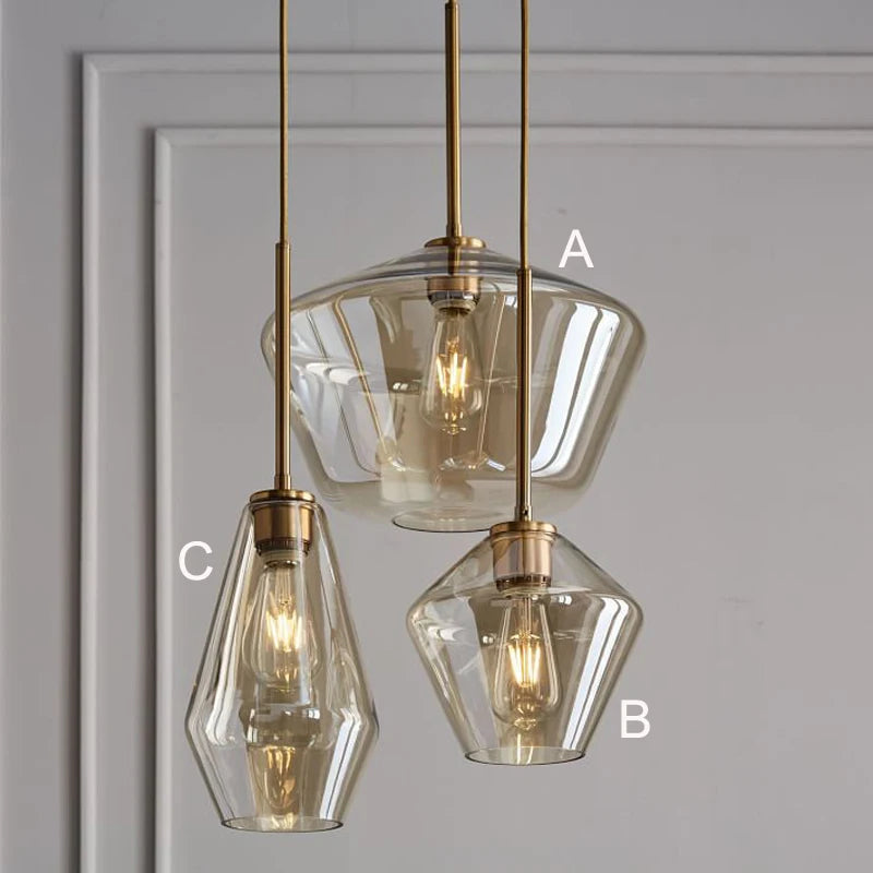 Nordic Modern Glass Pendant lights Fixtures Loft LED Hanging Pendant Lamp for Kitchen Restaurant Living Room Bedroom E26 E27