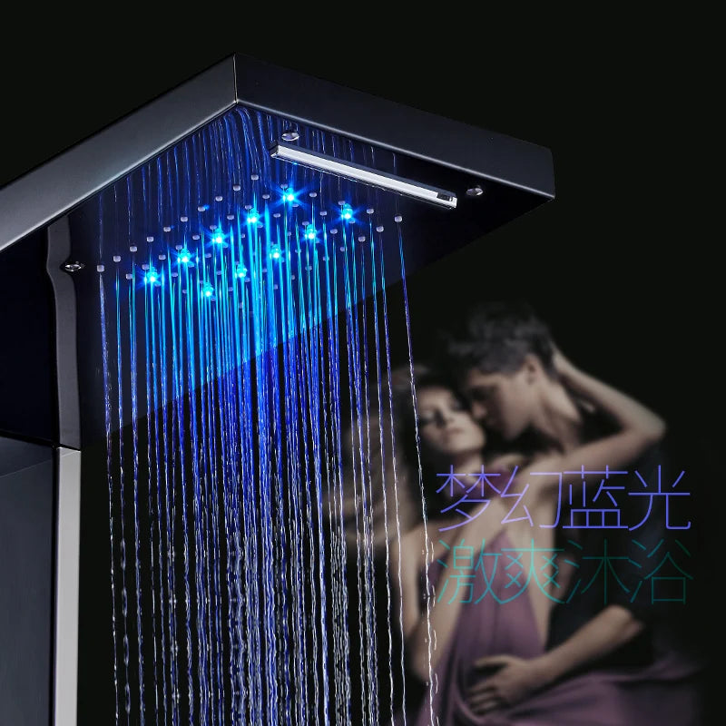 Luxury Massage Jet LED Shower Column in Brushed Nickel