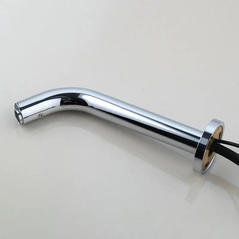 JIENI Black Chrome Lavatory Bathroom Faucet Wall Mount Sensor Faucet Automatic Free Touch Sensor Bathroom Sink Mixer Tap Faucet