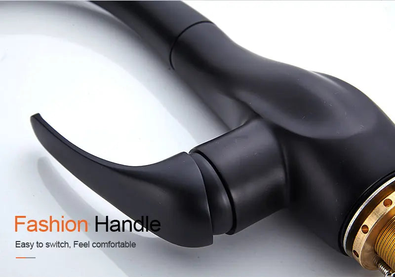 BAKALA Kitchen Faucet Silver Single Handle Pull Out Kitchen Faucet Mixer Single Handle 360 Rotation Black Sink Mixer Tap BR-8820