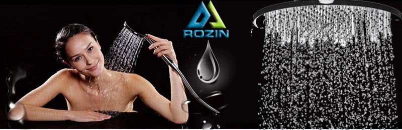 Bathroom Rainfall Shower Mixer Faucet Dual Handle Bath Shower Set Black Brass 8" Showerhead Shower Faucet System with Handshower