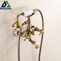 Luxury Shower Set Faucet Dual Handle Bathroom Rainfall Shower Mixer Tap Wall Mounted 8" Brass Rain Shower Head  Shower Faucet