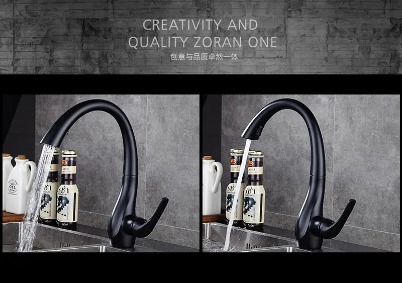 BAKALA Kitchen Faucet Silver Single Handle Pull Out Kitchen Faucet Mixer Single Handle 360 Rotation Black Sink Mixer Tap BR-8820
