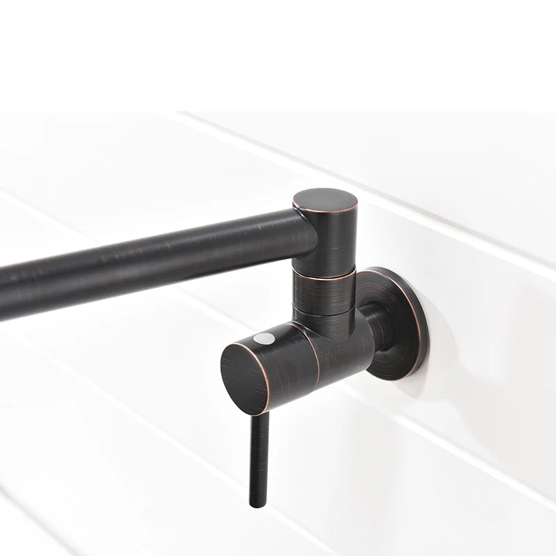 Pot Filler Tap Wall Mounted Foldable Kitchen Faucet Single Cold Single Hole Sink Tap Rotate Folding Spout Chrome Gold Brass