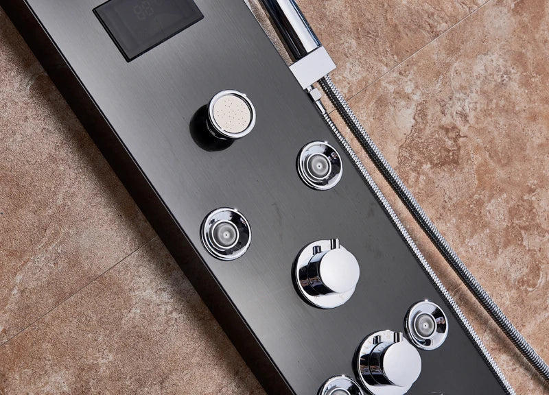 Luxury Massage Jet LED Shower Column in Brushed Nickel