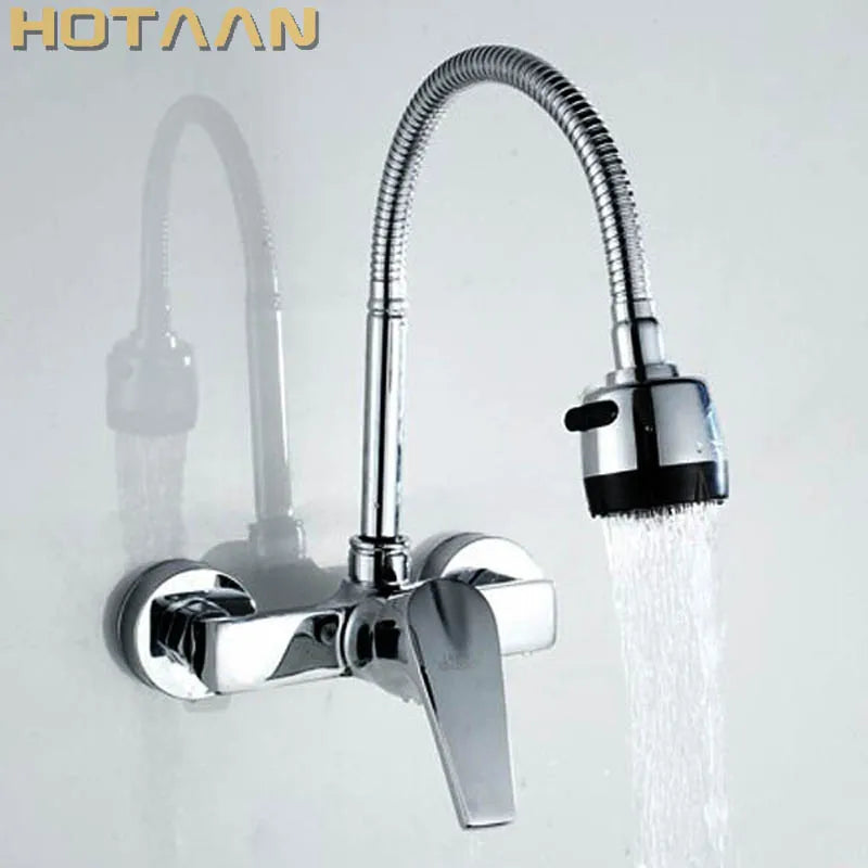 Brass Chrome Dual Taps for Kitchen Sink
