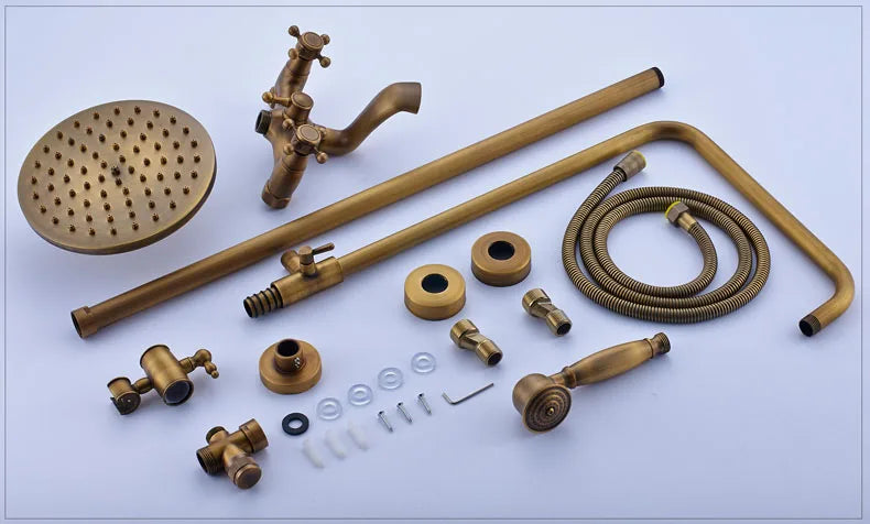 Luxury Shower Set Faucet Dual Handle Bathroom Rainfall Shower Mixer Tap Wall Mounted 8" Brass Rain Shower Head  Shower Faucet