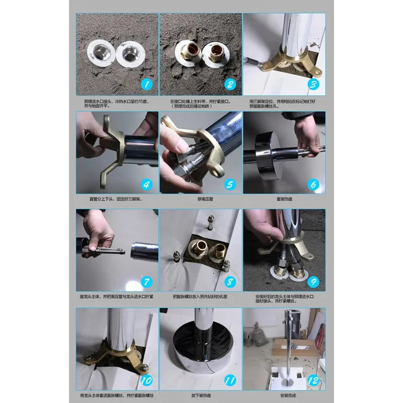 Freestanding Bathtub Faucet Bathroom Tub Shower Diverter Floor Mounted Mixer Tap Brass Rose Gold for Bath Spout With Handshower