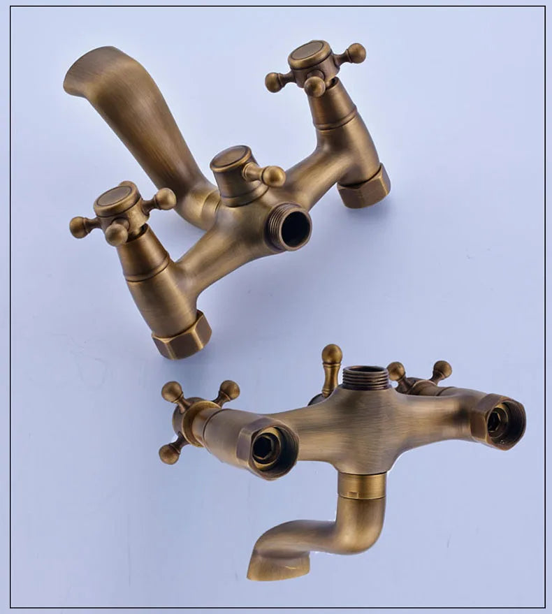 Luxury Shower Set Faucet Dual Handle Bathroom Rainfall Shower Mixer Tap Wall Mounted 8" Brass Rain Shower Head  Shower Faucet