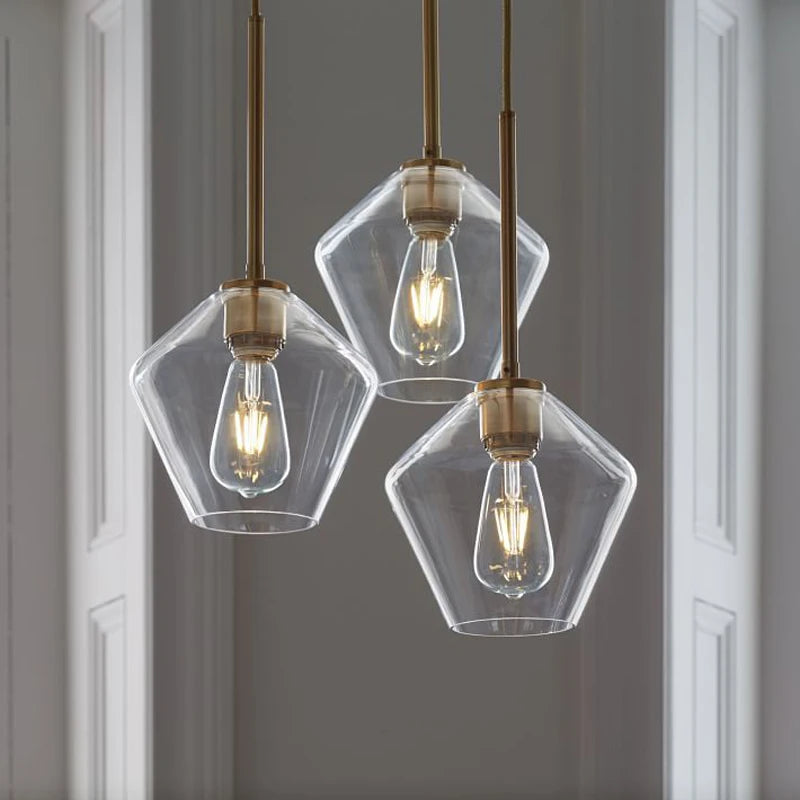 Nordic Modern Glass Pendant lights Fixtures Loft LED Hanging Pendant Lamp for Kitchen Restaurant Living Room Bedroom E26 E27