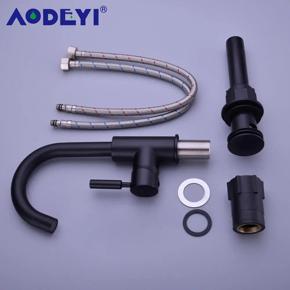 Brass Black Bathroom Basin Faucet Cold And Hot Water Mixer Sink Tap Nickel Brushed Gold Rose Bronze Taps with Pop Up Drain