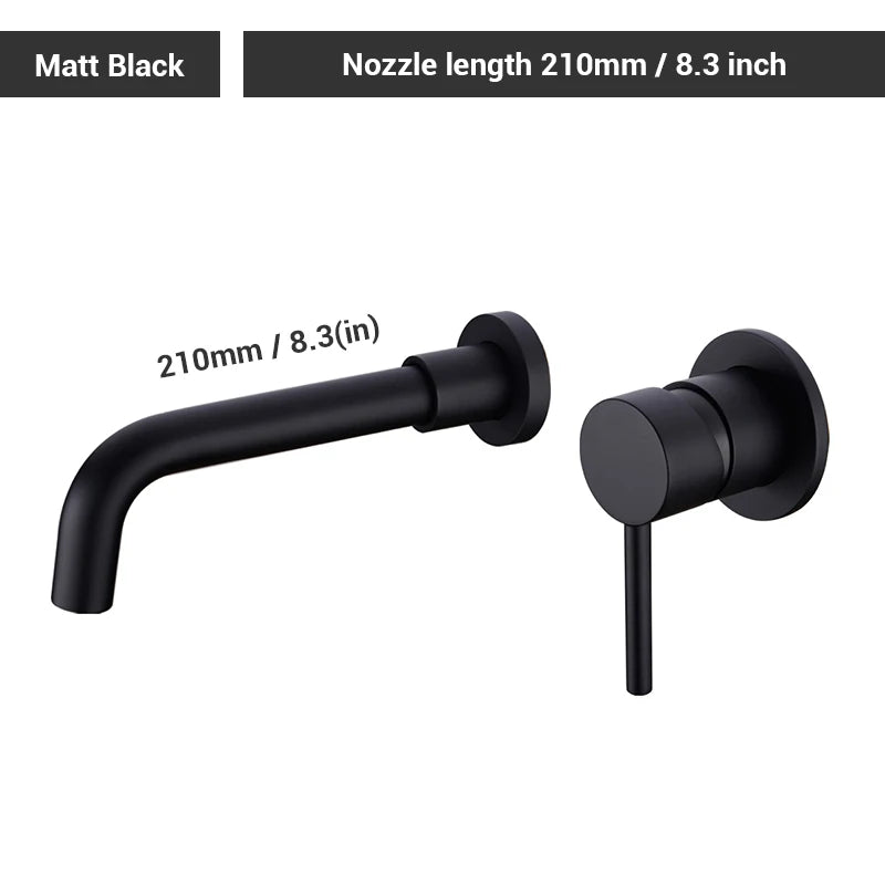 Black Bathroom Sink Faucet  Brass Tap Hot Cold Wash Basin Water Swivel Spout Wall Mounted Bath Mixer Brushed Gold Gunmetal