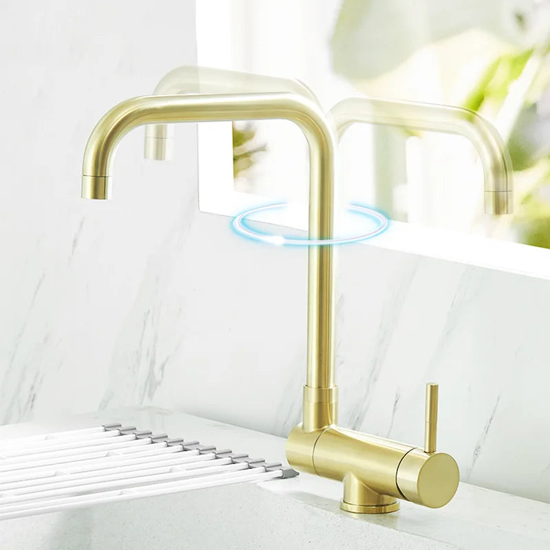 Black Kitchen Faucet 360° Rotating Fold Hot Cold Water Mixer Tap Deck Mount Sink Faucets 304 stainless steel quality Crane