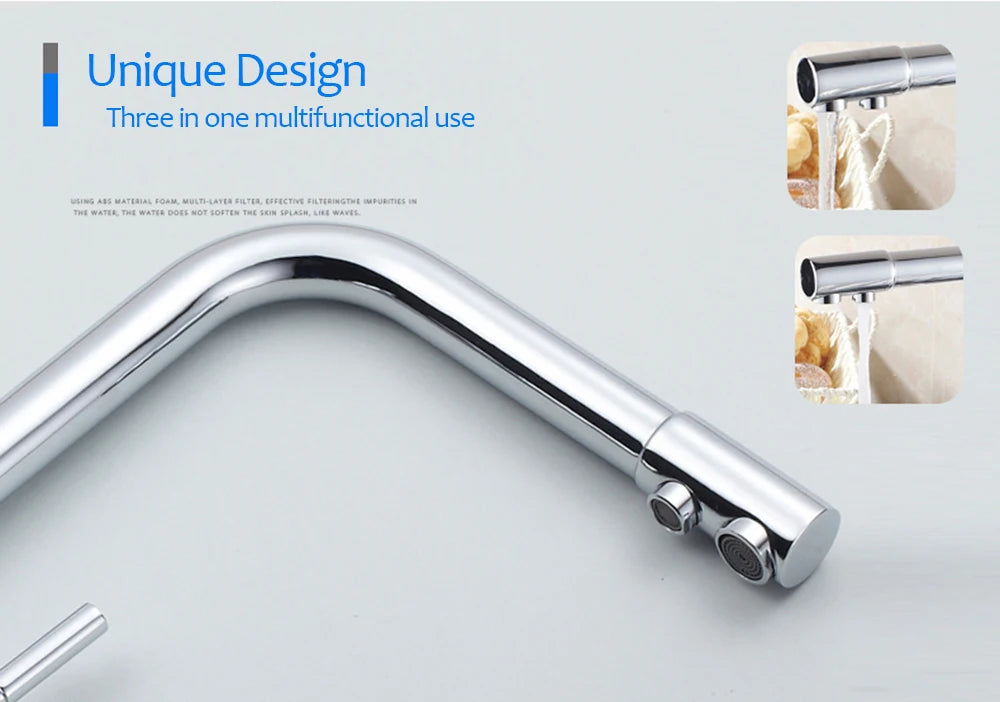 Black White Brass Luxury Pure Water Kitchen Faucet Dual Handle Hot and Cold Drinking Water 3-way Filter Kitchen Mixer Taps