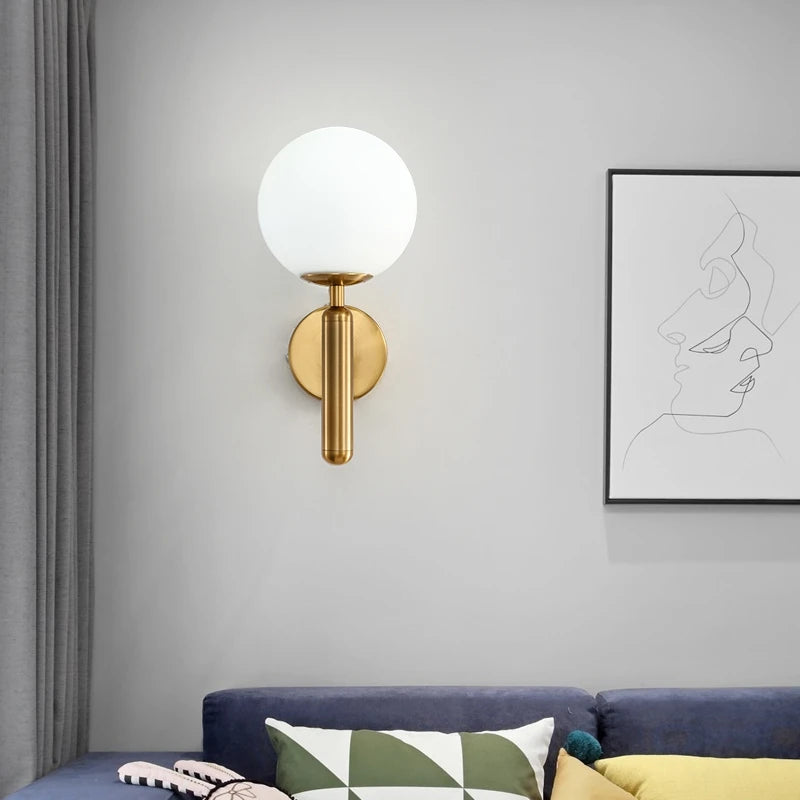 Nordic Modern Wall Lamp Beside Bedroom Glass Ball LED Wall Lights Fixtures Bathroom Mirror Light Stair Light
