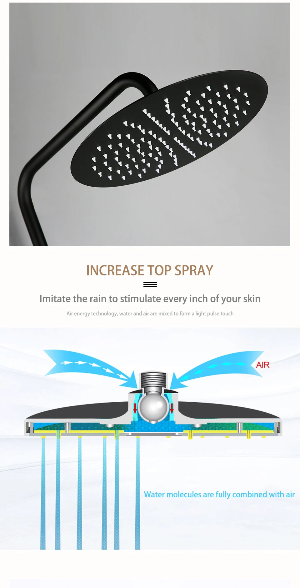 Black Thermostatic Shower Set Mixer Tap System Built-in Bathtub Faucet With Thermostat Diverter Valve Handheld Wall Rain Head