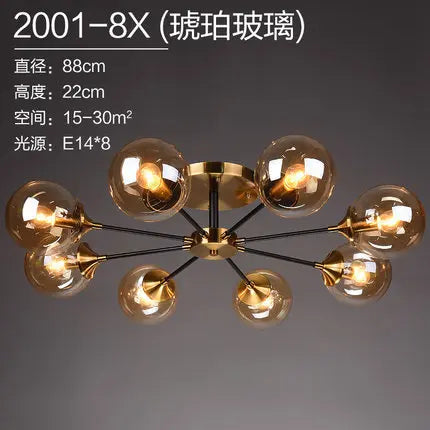 Modern Parlor LED Chandelier Smoke Grey/Clear Glass