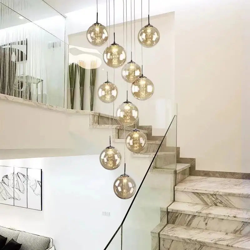 Nordic Glass Ball Chandelier in Black