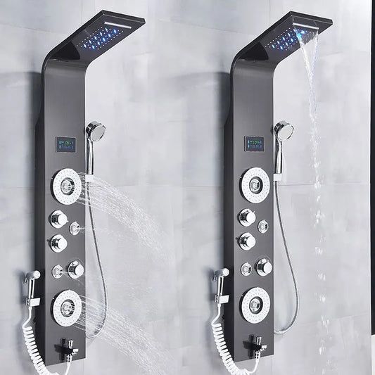 Black Shower Panel Column LED Bathroom Shower System
