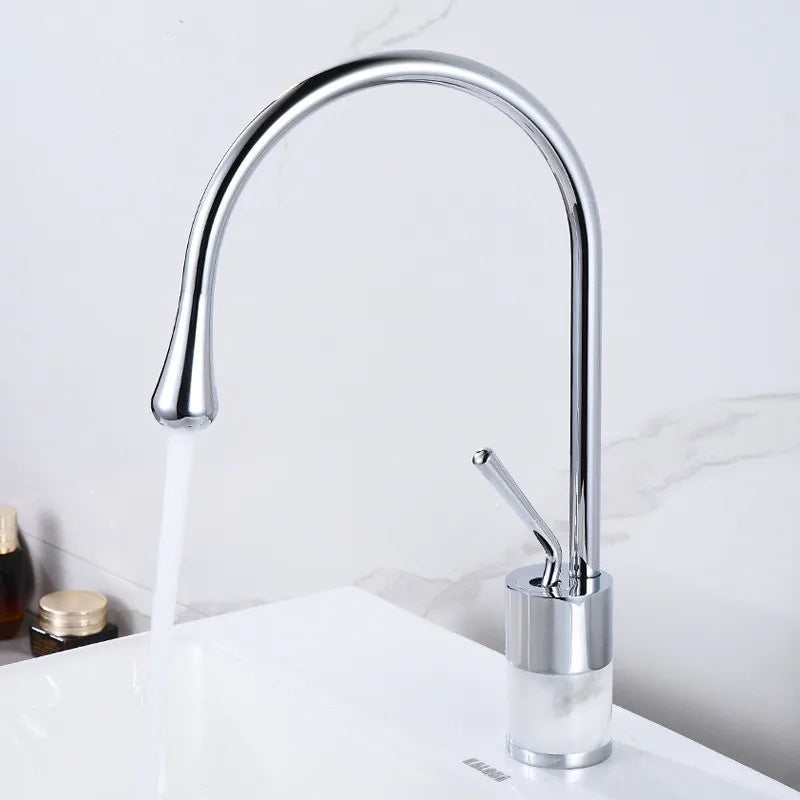 Tuqiu Bathroom Faucet Gold Marble Basin Faucet  Hot and Cold Sink Faucet Brass Faucet  Kitchen Faucet Swivel Sink Water Crane