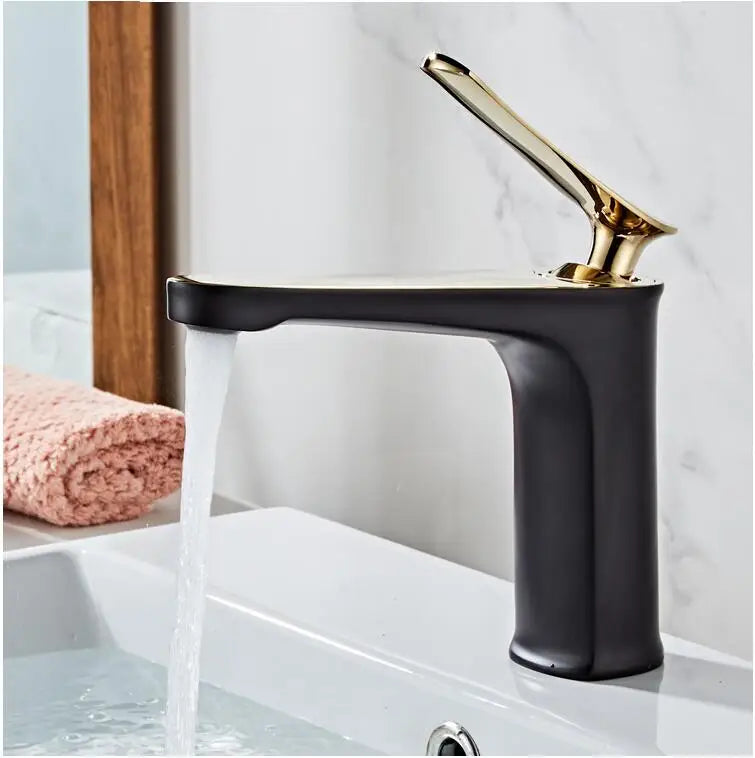 Basin Faucet Bathroom Hot Cold Sink Tap Brass Chrome Gold Fashion Single Lever Bathroom Brass Water Mixer Crane