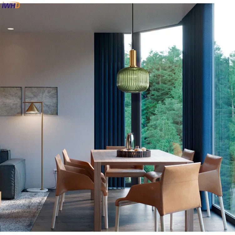 IWHD Nordic Style Glass Pendant Lights Fixtures Bedroom Dinning Living Room Light Modern LED Hanging Lamp Hanglamp Luminaire