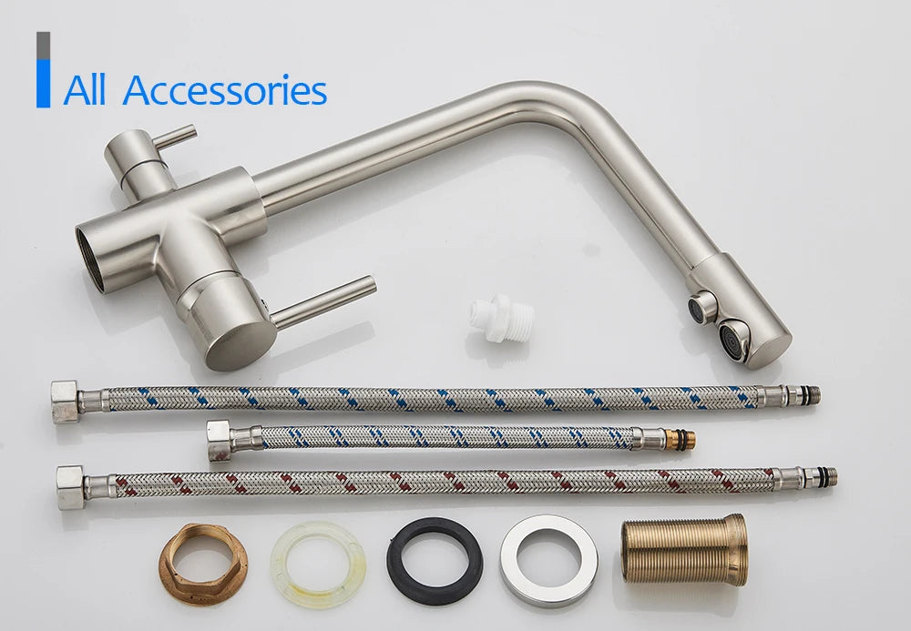 Black White Brass Luxury Pure Water Kitchen Faucet Dual Handle Hot and Cold Drinking Water 3-way Filter Kitchen Mixer Taps