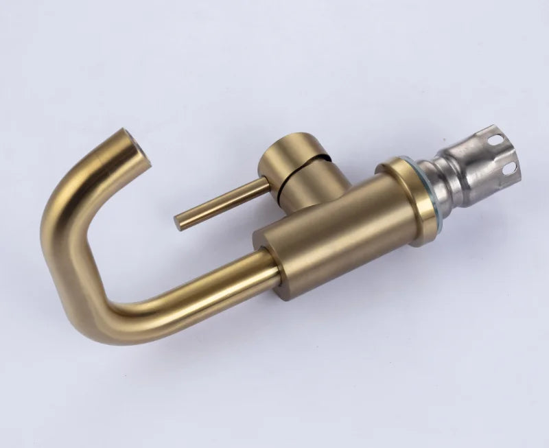Bathroom Faucet  Brushed Gold Bathroom Basin Faucet Cold And Hot Sink Mixer Sink Tap Single Handle Deck Mounted Water Tap