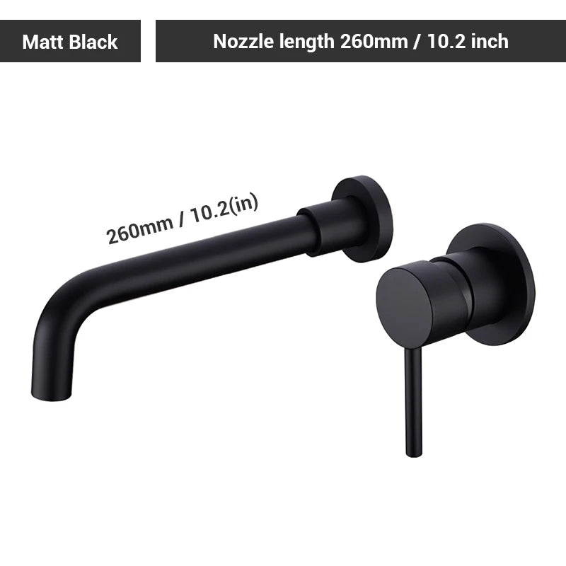 Black Bathroom Sink Faucet  Brass Tap Hot Cold Wash Basin Water Swivel Spout Wall Mounted Bath Mixer Brushed Gold Gunmetal
