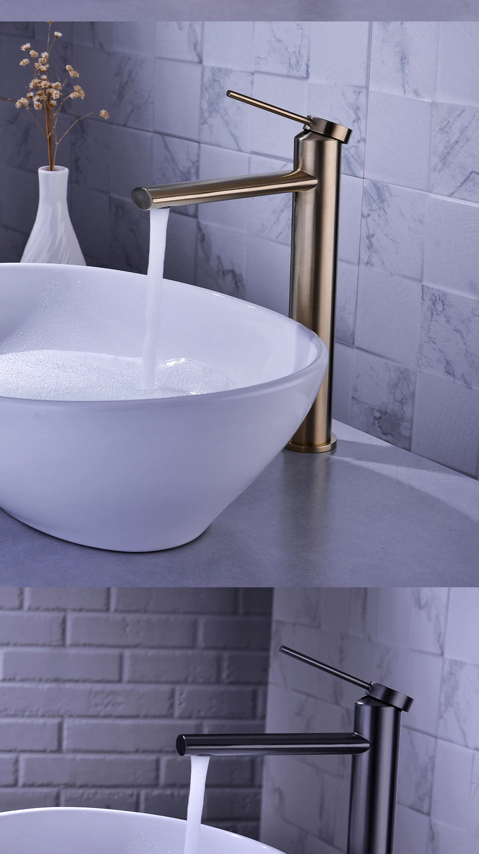 Hot Cold Bathroom Mixer Sink Tap Basin Faucet Brass Gun Metal Deck Mounted Single Hole Single Handle Vanity Water Tapware