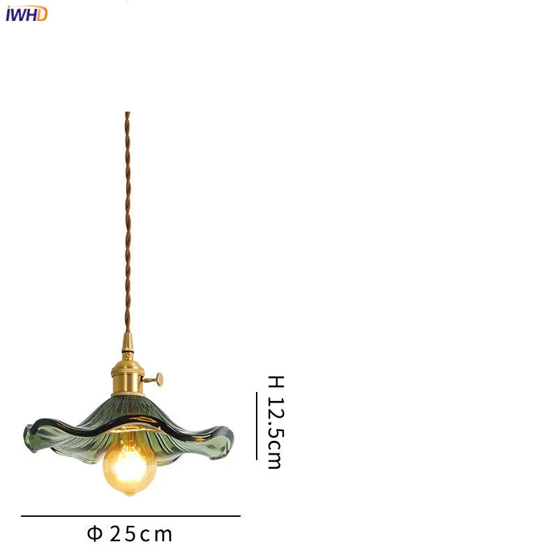 Colorful Glass with Brass Nordic Style Simple LED Pendant Light