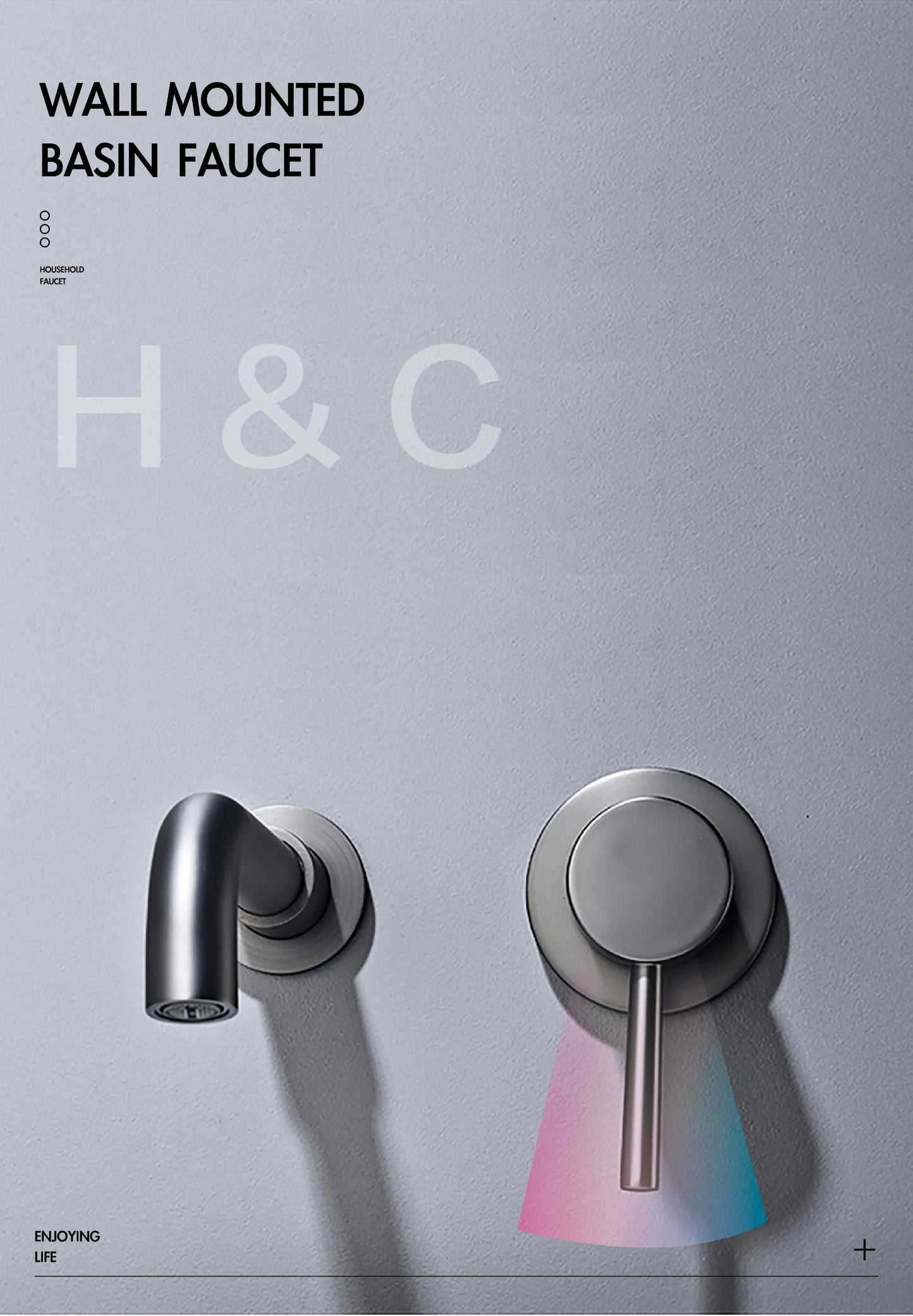 Modern wall-mounted black brass bathroom faucet with concealed design 2-hole single handle cold and hot dual-control basin Tap