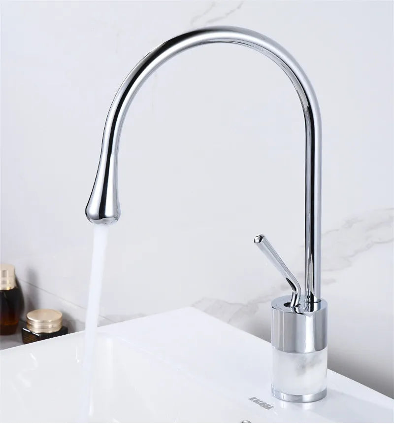 Tuqiu Bathroom Faucet Gold Marble Basin Faucet  Hot and Cold Sink Faucet Brass Faucet  Kitchen Faucet Swivel Sink Water Crane