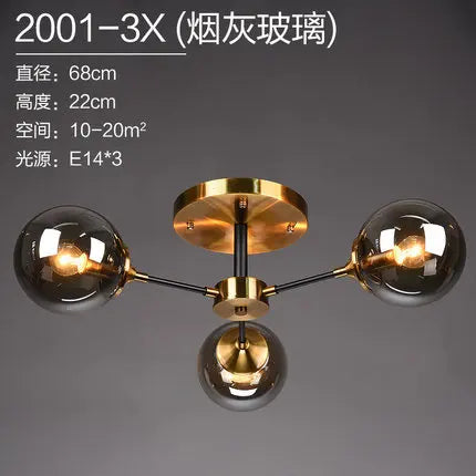Modern Parlor LED Chandelier Smoke Grey/Clear Glass