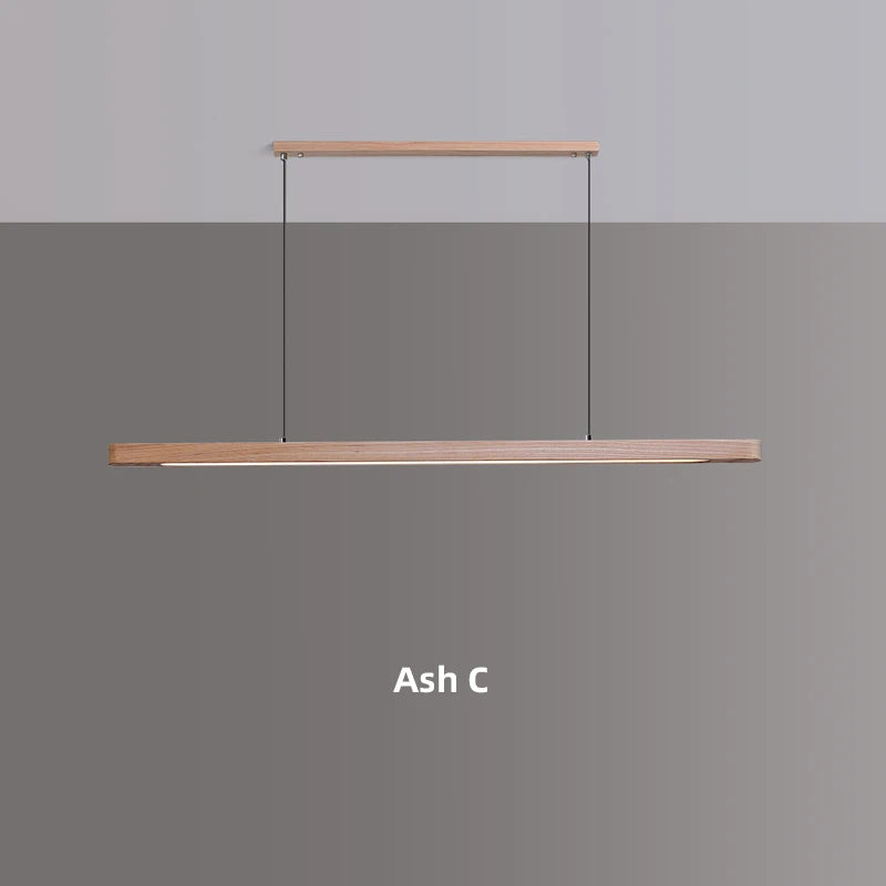 Nordic Wood LED Pendant Lights Modern Oval Long Strip Ceiling Lamp for Restaurant Bar Office Kitchen Dining Living Room